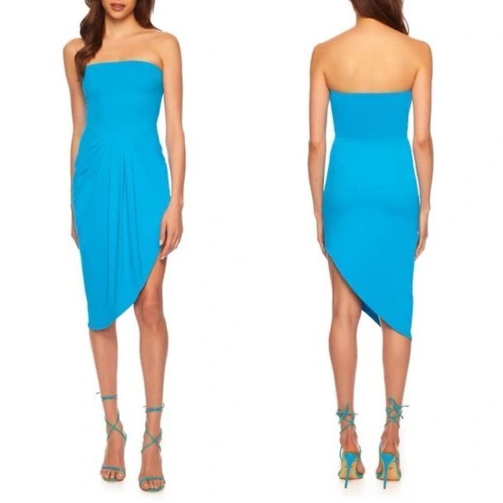 NEW Susana Monaco Tube Twist Asymmetric Strapless Dress Ultramarine Size Medium